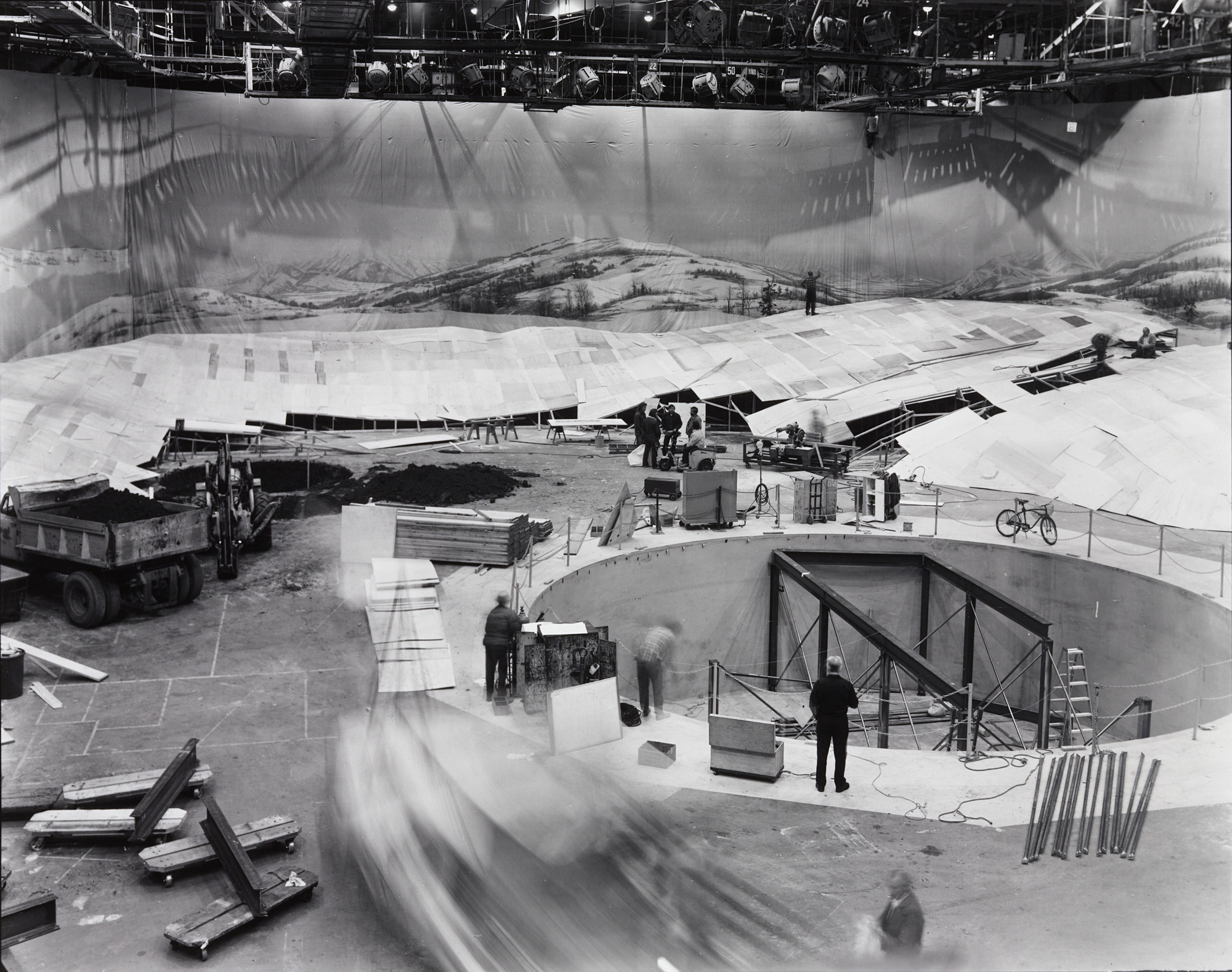 Robert Cumming. Snow Scene Under Construction; Feature Film, “It’s a Wonderful Life” - Stage # 12. 1977. Gelatin silver print, 7 11/16 × 9 3/4” (19.5 × 24.8 cm).